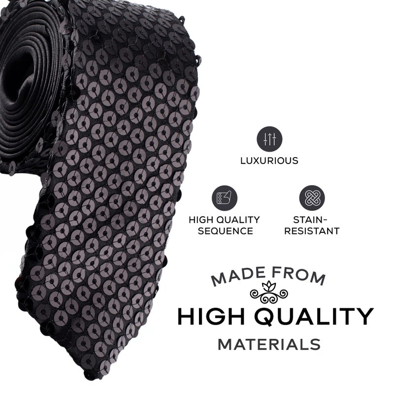 Man of Men Tie - Sequin - Black - Image 2